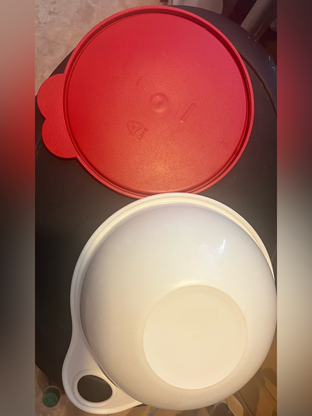 Tupperware Red Lid and White Mixing Bowl